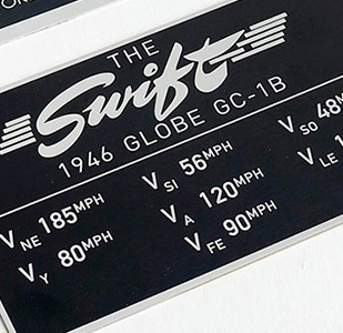 Laser Engraved Aluminum Aviation Name Plate