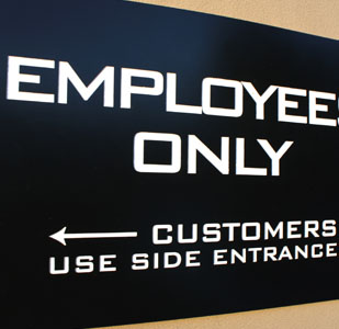 Laser Cut and Engraved Employees Only Door Sign